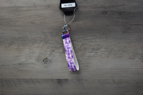 Purple & White Tie-Dye w/ Rainbow Key Ring